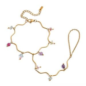 Delicate Multicolor Beaded Hand Chain Bracelet